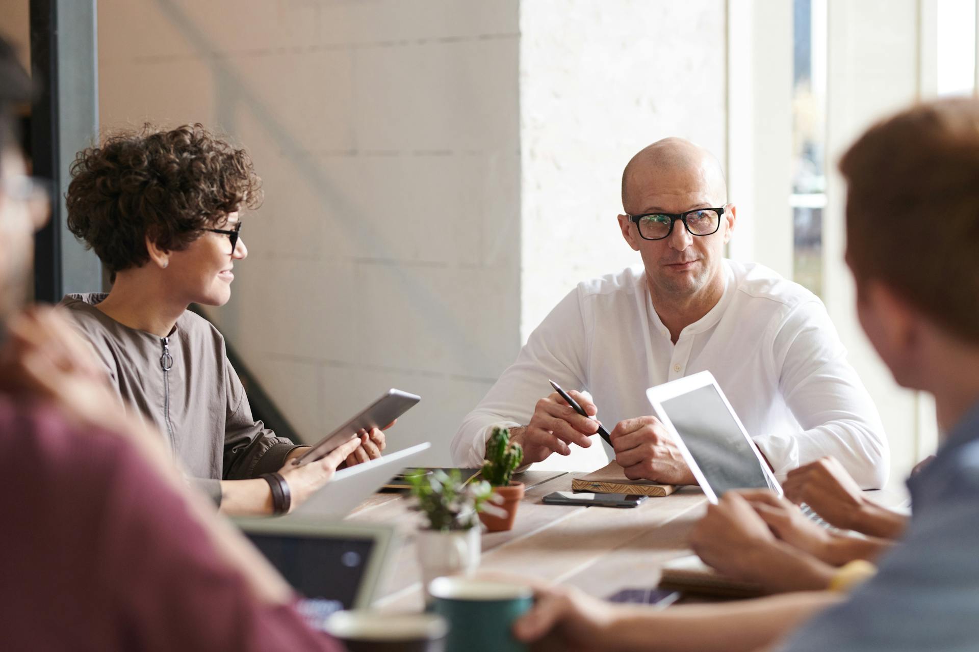 A team collaborating in an office.